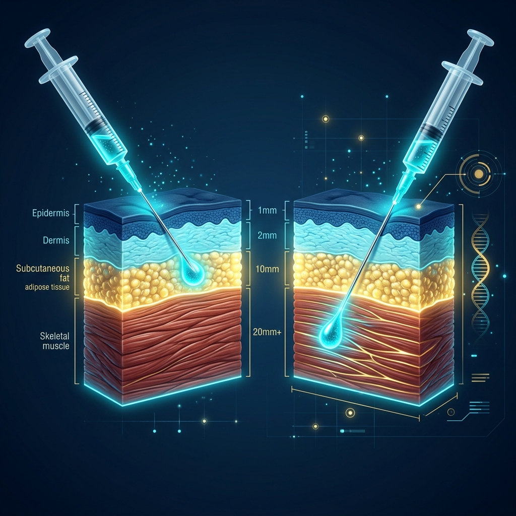 TRT SubQ vs IM injection infographic